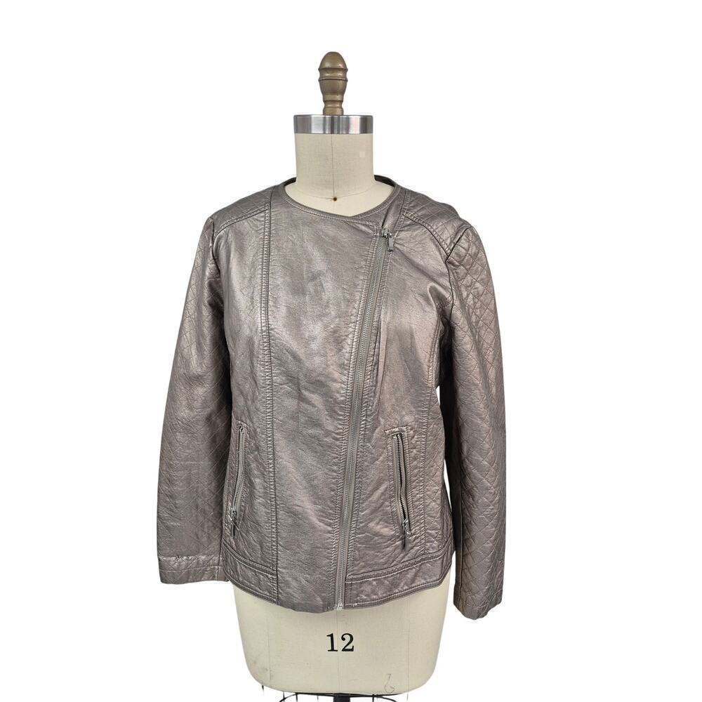 Chico's Metalic Gold/ Bronze Biker Jacket Sz 2